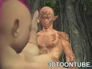 Krūtainas 3d panks elfs medus iegūšana fucked dziļi un grūti